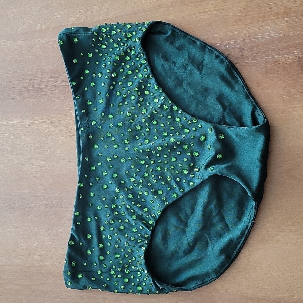 Rhinestone Dance Briefs Hunter Green High Waisted Performance Costume XL